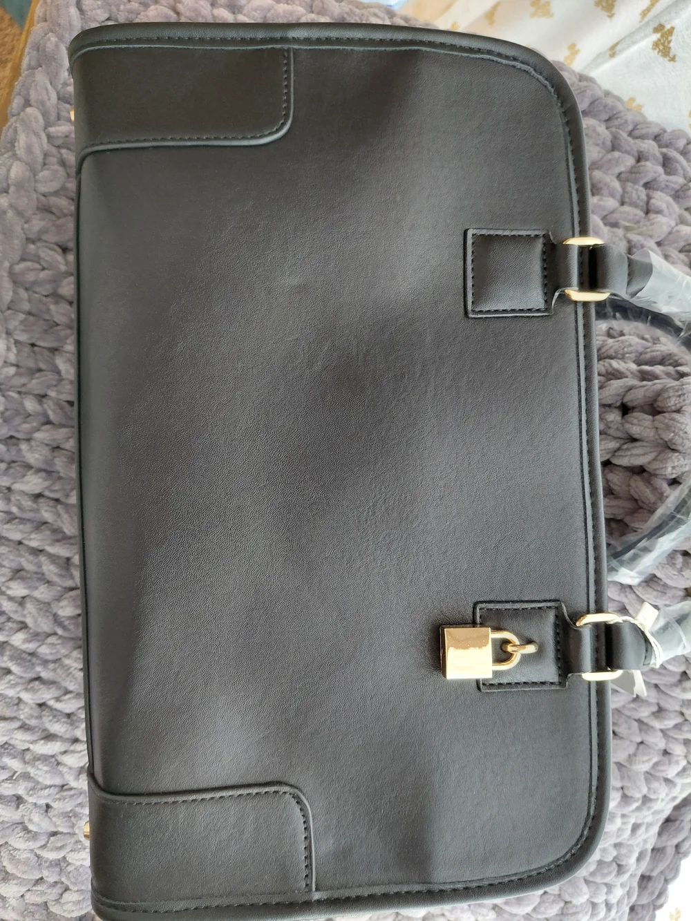 Black Satchel Bag with Wide Strap